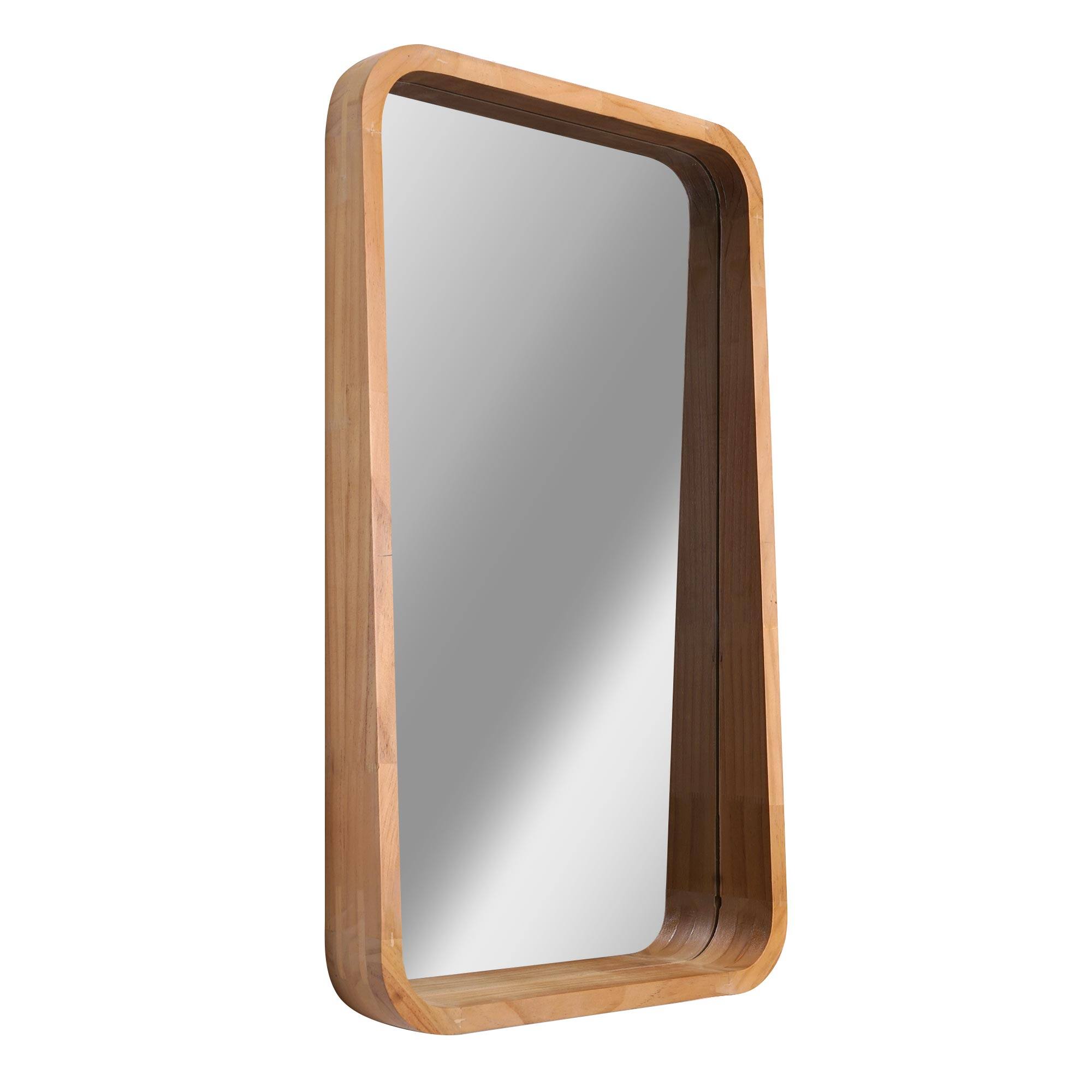 Contemporary Raised Lip Natural Wood Framed Wall Mirror - 13" x 17.5"